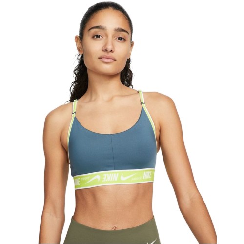 Women's bra Nike Dri-Fit Indy Logo Bra - ash green/aviator grey/white