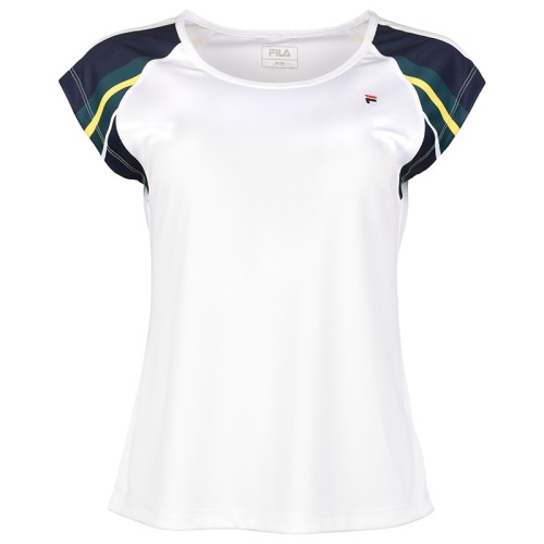 Women's T-shirt Fila T-Shirt Luisa- white/deep teal comb