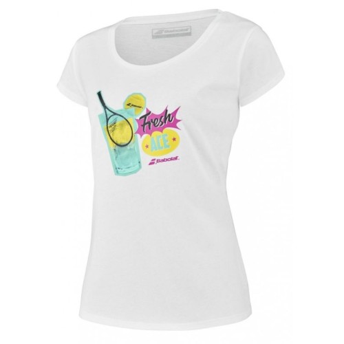 Women's T-shirt Babolat Exercise Message Tee Woman - white Women's T-shirt Babolat Exercise Message Tee Woman - white