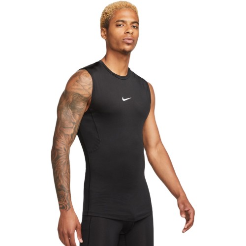 Men’s compression clothing Nike Pro Dri-Fit Tight Sleeveless Fitness Top - black/white