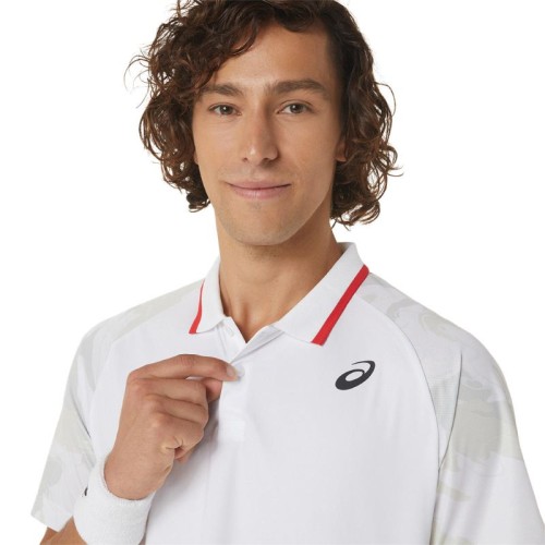 Men's Polo T-shirt Asics Court Graphic Polo-Shirt - brilliant white Men's Polo T-shirt Asics Court Graphic Polo-Shirt - brilliant white