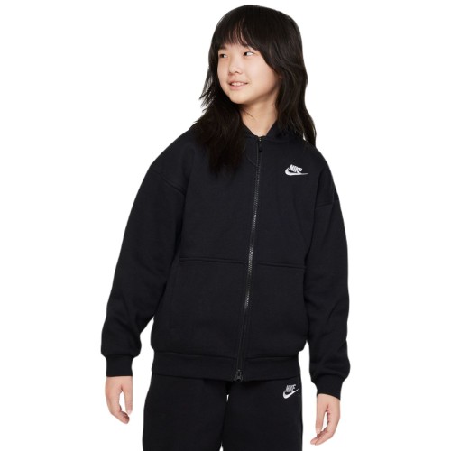 Girls' jumper Nike Sportswear Club Fleece Oversized Full Zip Hoodie - black/white