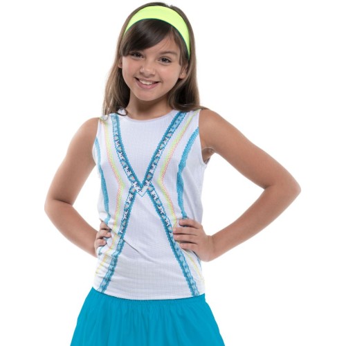 Girls' T-shirt Lucky in Love Square Are You? Tie Back Tank Girls - turquoise Girls' T-shirt Lucky in Love Square Are You? Tie Back Tank Girls - turquoise