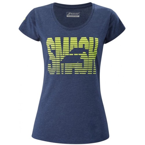 Women's T-shirt Babolat Exercise Massange Tee W - estate blue heather Women's T-shirt Babolat Exercise Massange Tee W - estate blue heather
