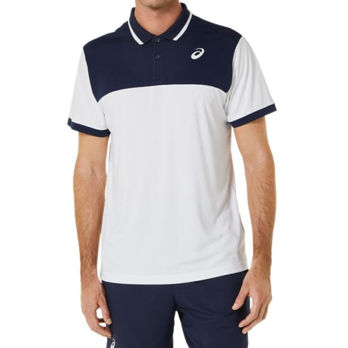 Men's Polo T-shirt Asics Court Polo Shirt - brilliant white/midnight Men's Polo T-shirt Asics Court Polo Shirt - brilliant white/midnight