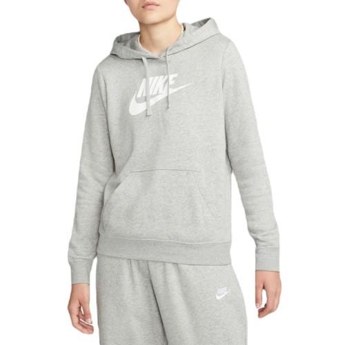 Women's jumper Nike Sportswear Club Fleece Logo Pullover Hoodie - dark grey heather/white