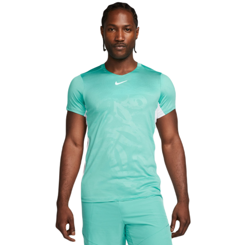 Men's T-shirt Nike Court Dri-Fit Advantage Printed Tennis Top - washed teal/white/white Men's T-shirt Nike Court Dri-Fit Advantage Printed Tennis Top - washed teal/white/white