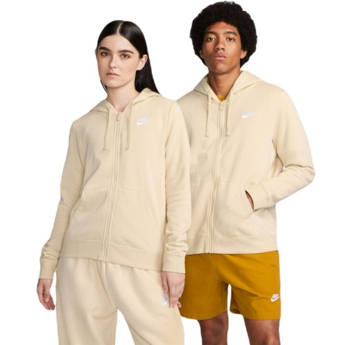Women's jumper Nike Sportswear Club Fleece Full Zip Hoodie - sanddrift/white Women's jumper Nike Sportswear Club Fleece Full Zip Hoodie - sanddrift/white