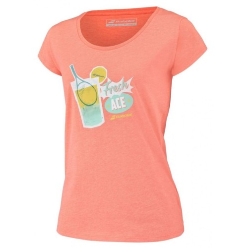 Women's T-shirt Babolat Exercise Message Tee Woman - fluo strike heather Women's T-shirt Babolat Exercise Message Tee Woman - fluo strike heather