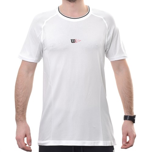 Men's T-shirt Wilson Players Seamless Crew 2.0 - bright white/black Men's T-shirt Wilson Players Seamless Crew 2.0 - bright white/black