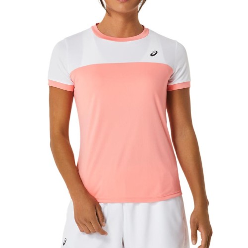 Women's T-shirt Asics Court Short Sleeve Top - guava/brilliant white Women's T-shirt Asics Court Short Sleeve Top - guava/brilliant white