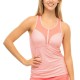 Women's top Lucky in Love Patch Me If You Can Blush Net Tank - melon/white