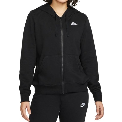 Women's jumper Nike Sportswear Club Fleece Full Zip Hoodie - black/white Women's jumper Nike Sportswear Club Fleece Full Zip Hoodie - black/white
