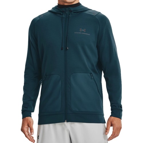 Men's Jumper Under Armour Rush Warm-Up Full-Zip Hoodie - blue note/black Men's Jumper Under Armour Rush Warm-Up Full-Zip Hoodie - blue note/black