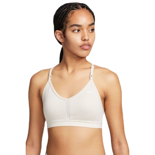 Women's bra Nike Indy Bra V-Neck - light orewood brown/light orewood brown/white