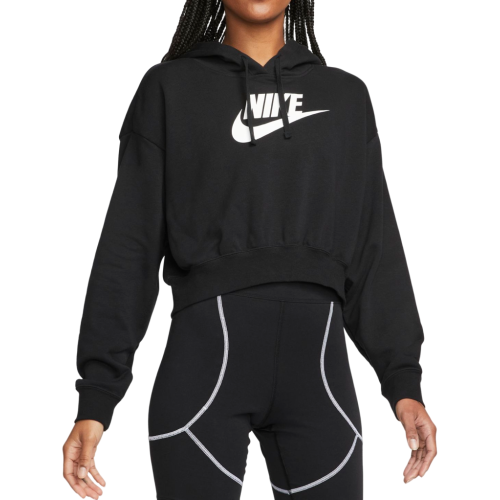 Women's jumper Nike Sportswear Club Fleece Oversized Crop Hoodie - black/white Women's jumper Nike Sportswear Club Fleece Oversized Crop Hoodie - black/white