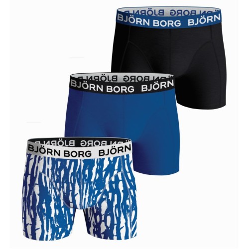 Men's Boxers Bj_rn Borg Cotton Stretch Boxer 3P - black/blue/print Men's Boxers Bj_rn Borg Cotton Stretch Boxer 3P - black/blue/print