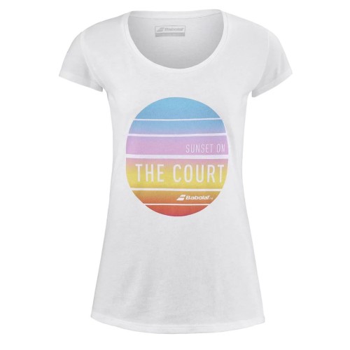 Women's T-shirt Babolat Exercise Message Tee W - white Women's T-shirt Babolat Exercise Message Tee W - white