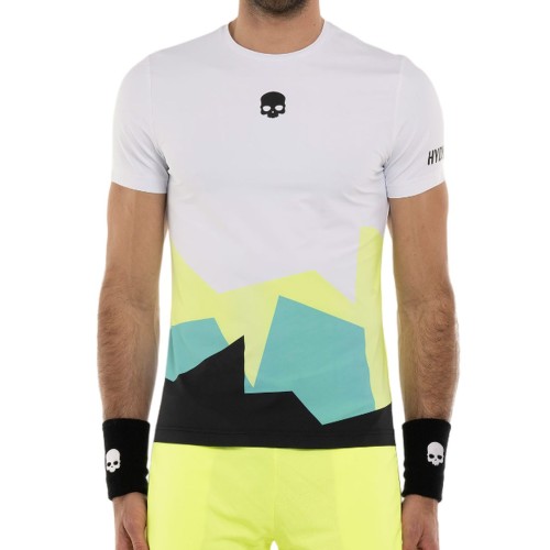 Men's T-shirt Hydrogen Mountains Tech T-shirt - white/yellow fluo/green/black Men's T-shirt Hydrogen Mountains Tech T-shirt - white/yellow fluo/green/black
