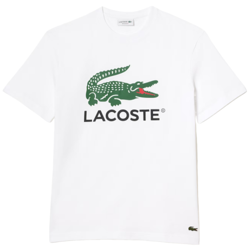 Men's T-shirt Lacoste Cotton Jersey Signature Print T-Shirt - white