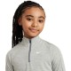 Girls' T-shirt Nike Kids Dri-Fit Long Sleeve 1/2 Zip Top - dark grey heather/white