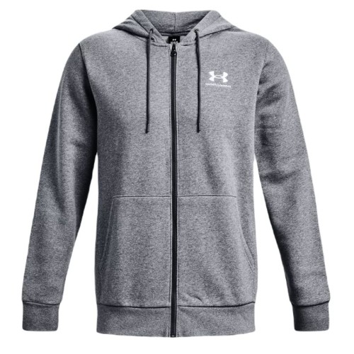 Men's Jumper Under Armour Men's UA Essential Fleece Full-Zip Hoodie - pitch gray medium heather/white Men's Jumper Under Armour Men's UA Essential Fleece Full-Zip Hoodie - pitch gray medium heather/white