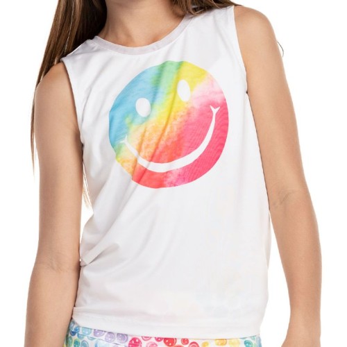 Girls' T-shirt Lucky in Love Novelty Print All Smiles Tie Back Tank - multicolor Girls' T-shirt Lucky in Love Novelty Print All Smiles Tie Back Tank - multicolor