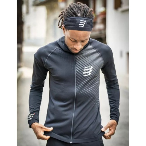 Men's Jumper Compressport 3D Thermo Seamless Hoodie Zip - black Men's Jumper Compressport 3D Thermo Seamless Hoodie Zip - black