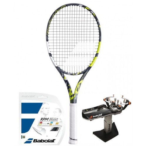 Tennis racket Babolat Pure Aero Lite - grey/yellow/white + string + stringing