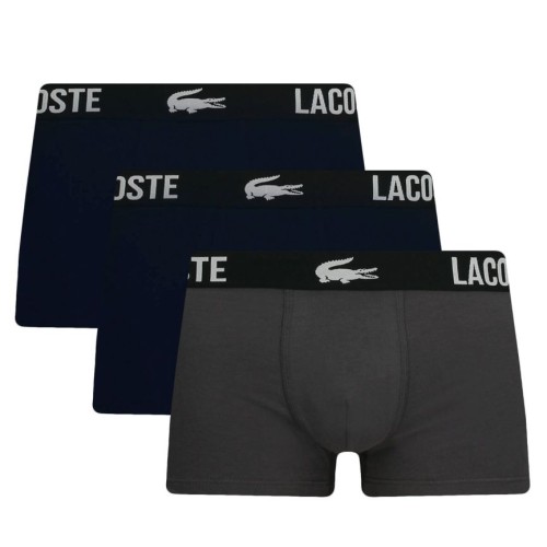 Men's Boxers Lacoste Cotton Strech Trunk 3P - grey/navy