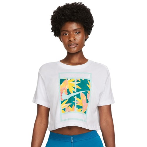 Women's T-shirt Nike Dri-Fit Slam Crop Top - white