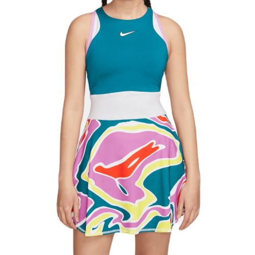 Women's dress Nike Court Dri-Fit Slam Dress - green abyss/football grey/white