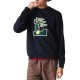 Men's Jumper Lacoste Men's Pennants L Badge Zippered Cotton Fleece Sweatshirt - navy blue Men's Jumper Lacoste Men's Pennants L Badge Zippered Cotton Fleece Sweatshirt - navy blue