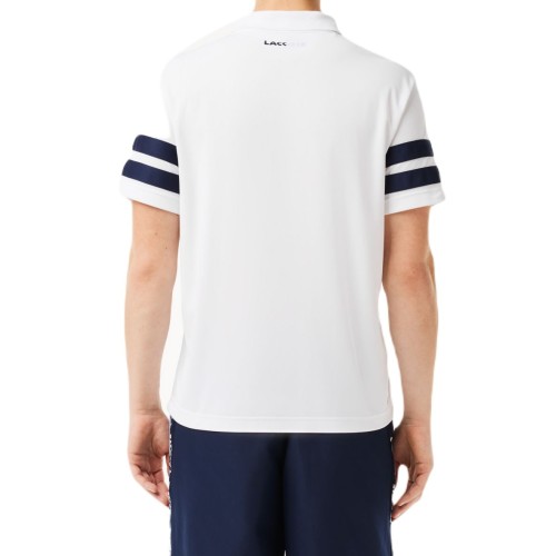Men's Polo T-shirt Lacoste Ultra-Dry Colourblock Tennis Polo Shirt - white/navy blue Men's Polo T-shirt Lacoste Ultra-Dry Colourblock Tennis Polo Shirt - white/navy blue