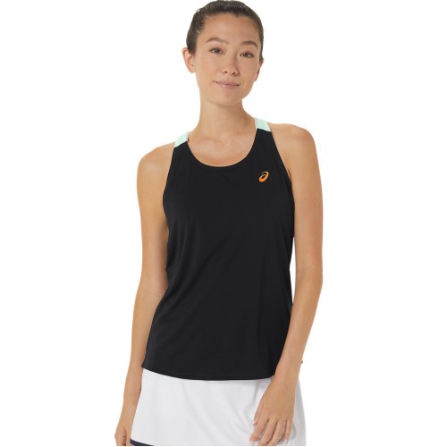 Women's top Asics Court Tank - performance black/mint tint