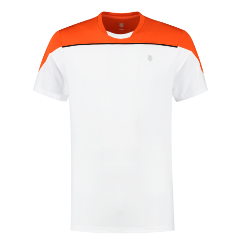 Men's T-shirt K-Swiss Tac Hypercourt Block Crew Tee 3 - white/spicy orange