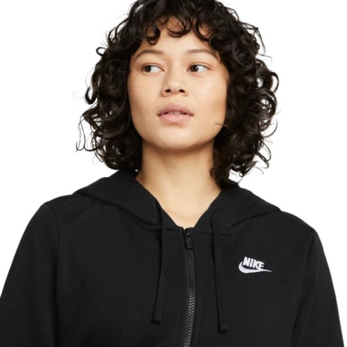 Women's jumper Nike Sportswear Club Fleece Full Zip Hoodie - black/white Women's jumper Nike Sportswear Club Fleece Full Zip Hoodie - black/white