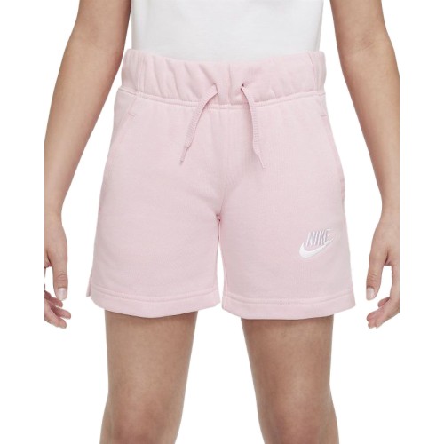 Girls' shorts Nike Sportswear Club FT 5 Short - medium soft pink/white Girls' shorts Nike Sportswear Club FT 5 Short - medium soft pink/white