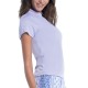 Women's T-shirt Lucky in Love All About Ikat Ruche Me Along Short Sleeve Top - purple Women's T-shirt Lucky in Love All About Ikat Ruche Me Along Short Sleeve Top - purple