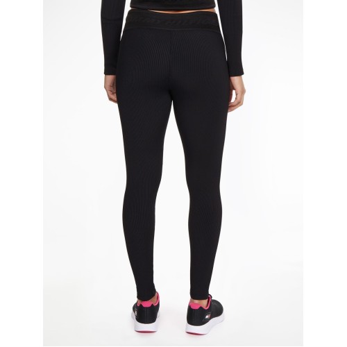 Women's leggings Tommy Hilfiger RW Branded Rib Legging - black Women's leggings Tommy Hilfiger RW Branded Rib Legging - black