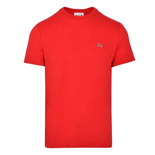 Men's T-shirt Lacoste Men's Crew Neck Pima Cotton Jersey T-shirt - red Men's T-shirt Lacoste Men's Crew Neck Pima Cotton Jersey T-shirt - red