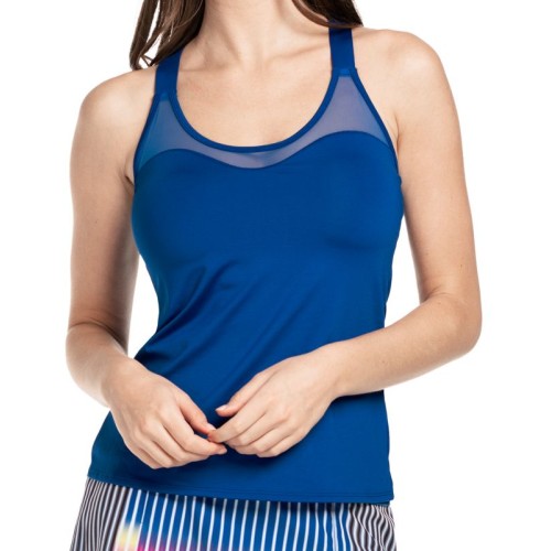 Women's top Lucky in Love Neon Lights Crossover Tank W/Bra - electric blue