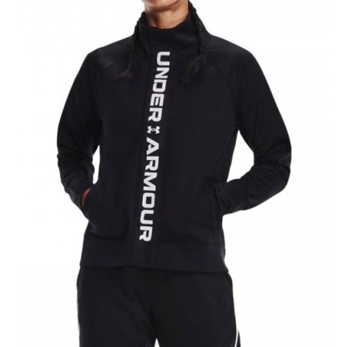 Women's jumper Under Armour Women's UA Rush Tricot Jacket - black/white Women's jumper Under Armour Women's UA Rush Tricot Jacket - black/white