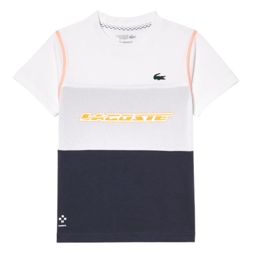 Boys' t-shirt Lacoste Tennis x Daniil Medvedev Jersey T-Shirt -white/blue/orange