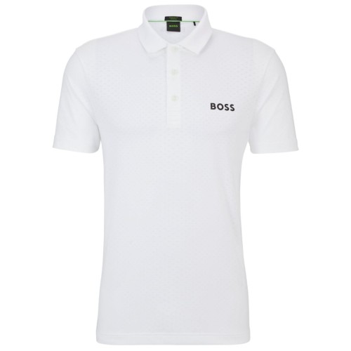 Men's Polo T-shirt BOSS Paddytech Degrad_-Jacquard Polo Shirt - white