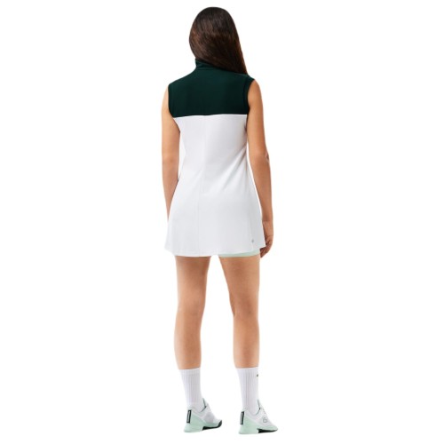 Women's dress Lacoste Recycled Fiber Tennis Dress with Integrated Shorts - white/green Women's dress Lacoste Recycled Fiber Tennis Dress with Integrated Shorts - white/green