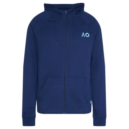 Men's Jumper Australian Open Zip Hoodie Round Logo - navy