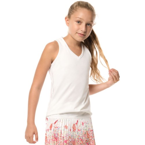 Girls' T-shirt Lucky in Love Core V-Neck Cutout Tank Girls - white Girls' T-shirt Lucky in Love Core V-Neck Cutout Tank Girls - white