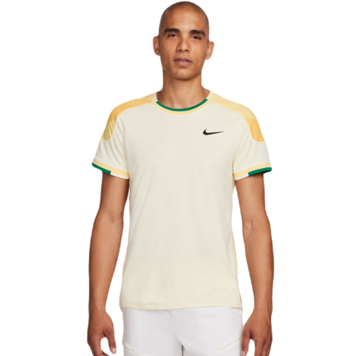 Men's T-shirt Nike Court Slam Dri-Fit Tennis Top - coconut milk/soft yellow/black