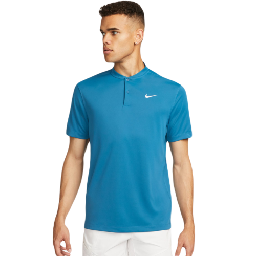 Men's Polo T-shirt Nike Court Dri-Fit Blade Solid Polo - industrial blue/white Men's Polo T-shirt Nike Court Dri-Fit Blade Solid Polo - industrial blue/white